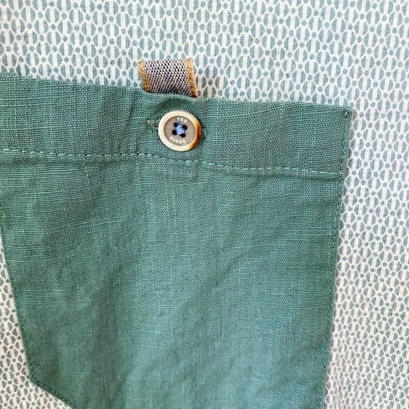 TED BAKER Men's Green/White Micro Pattern Chest Pocket Hicks Tee sz TB 6/US XL - Picture 6 of 8